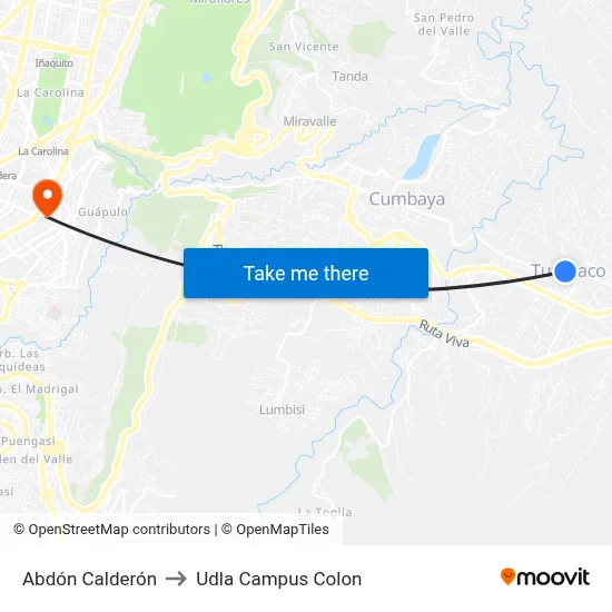 Abdón Calderón to Udla Campus Colon map