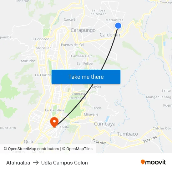 Atahualpa to Udla Campus Colon map