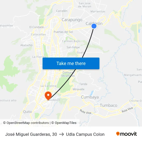 José Miguel Guarderas, 30 to Udla Campus Colon map
