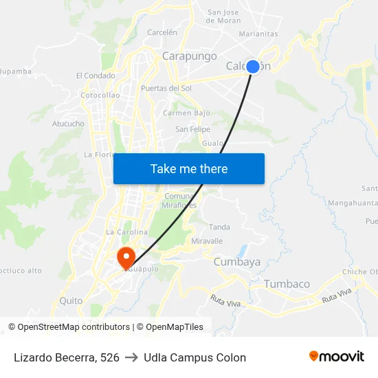 Lizardo Becerra, 526 to Udla Campus Colon map