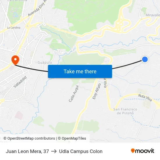 Juan Leon Mera, 37 to Udla Campus Colon map