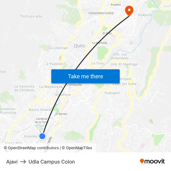 Ajaví to Udla Campus Colon map