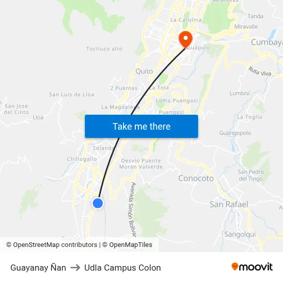 Guayanay Ñan to Udla Campus Colon map