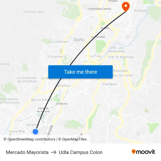 Mercado Mayorista to Udla Campus Colon map