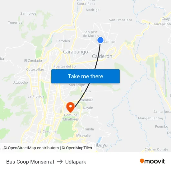 Bus Coop Monserrat to Udlapark map