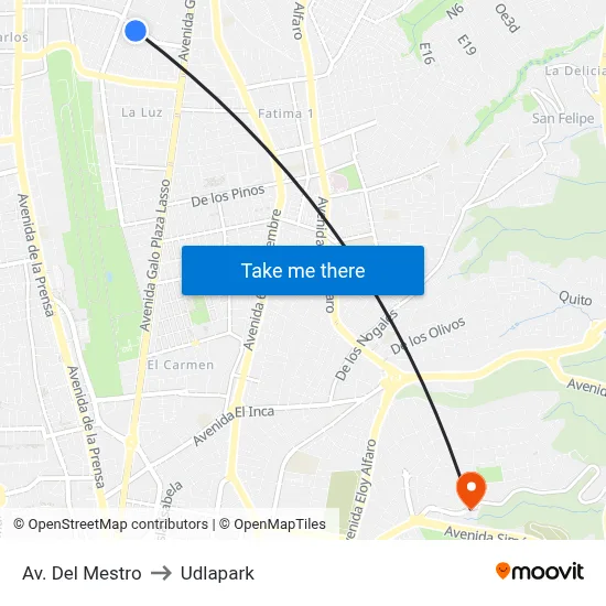 Av. Del Mestro to Udlapark map