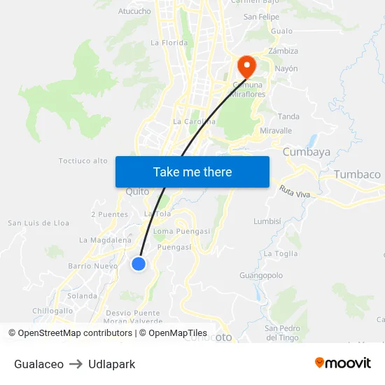 Gualaceo to Udlapark map