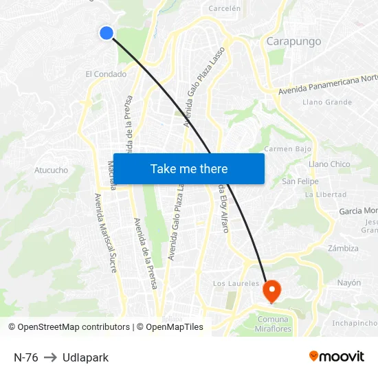 N-76 to Udlapark map