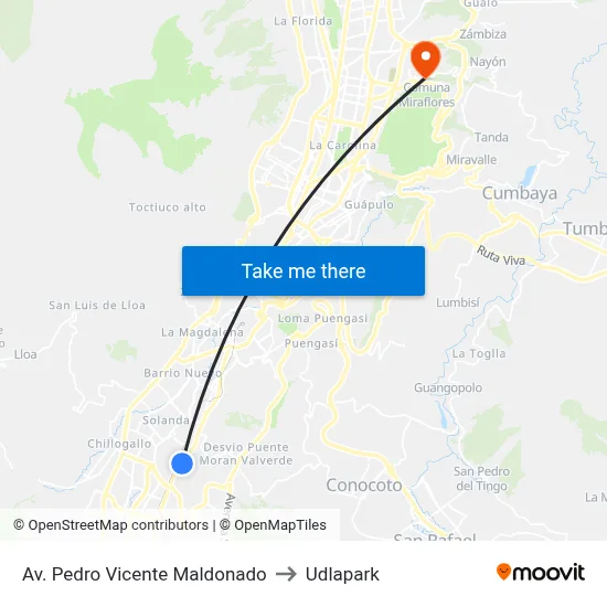 Av. Pedro Vicente Maldonado to Udlapark map