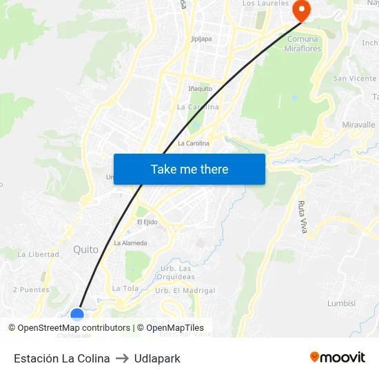 Estación La Colina to Udlapark map