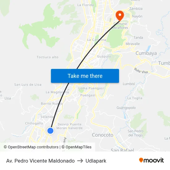 Av. Pedro Vicente Maldonado to Udlapark map