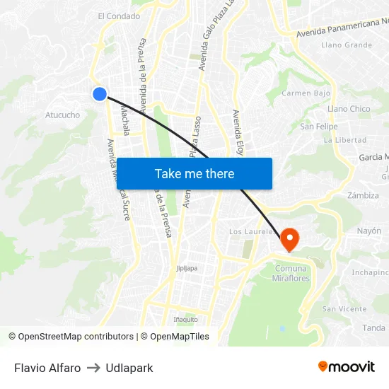 Flavio Alfaro to Udlapark map