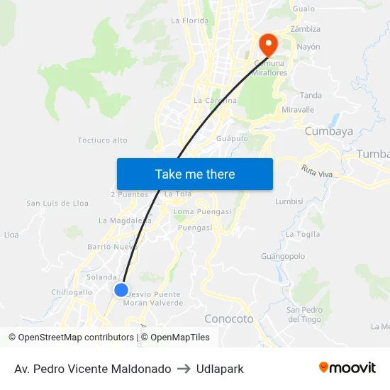 Av. Pedro Vicente Maldonado to Udlapark map
