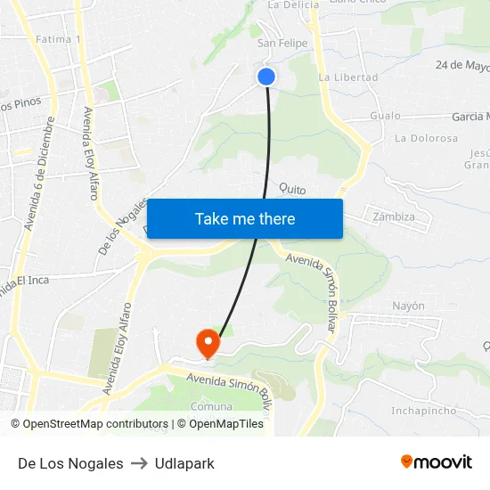 De Los Nogales to Udlapark map