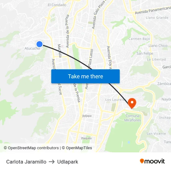 Carlota Jaramillo to Udlapark map