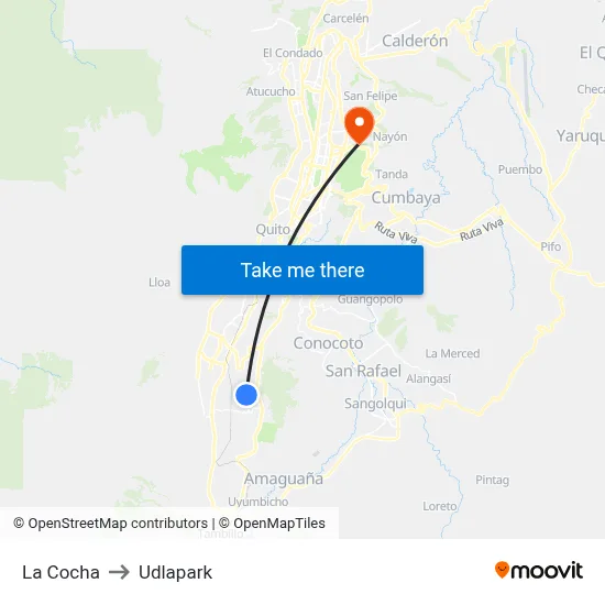 La Cocha to Udlapark map