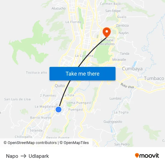 Napo to Udlapark map