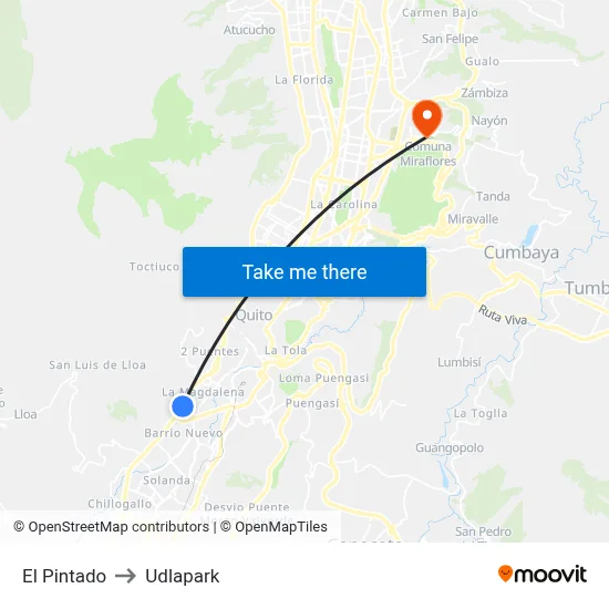 El Pintado to Udlapark map