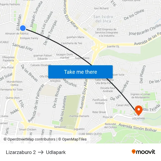 Lizarzaburo 2 to Udlapark map