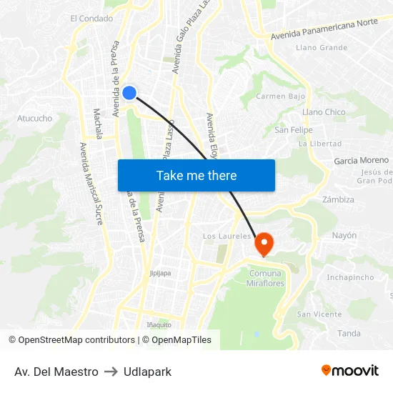 Av. Del Maestro to Udlapark map