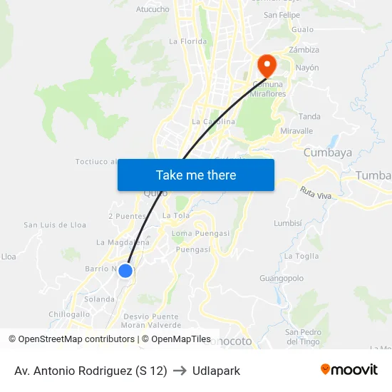 Av. Antonio Rodriguez  (S  12) to Udlapark map