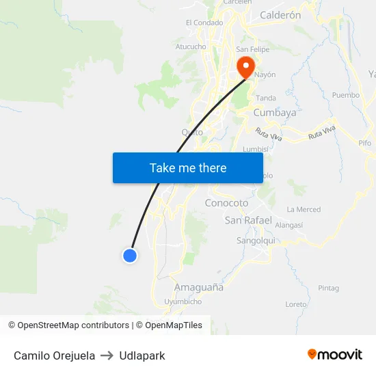 Camilo Orejuela to Udlapark map