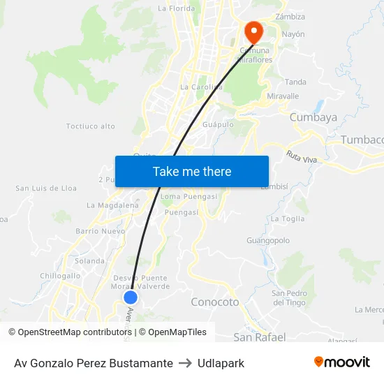 Av Gonzalo Perez Bustamante to Udlapark map