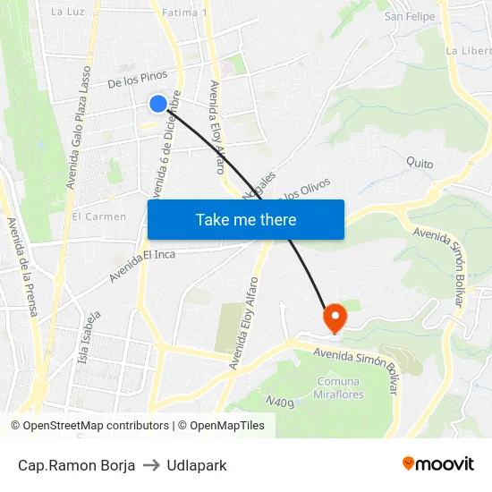 Cap.Ramon Borja to Udlapark map