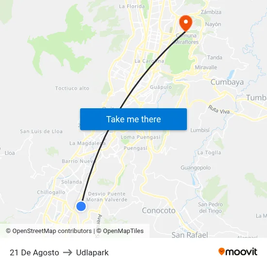 21 De Agosto to Udlapark map