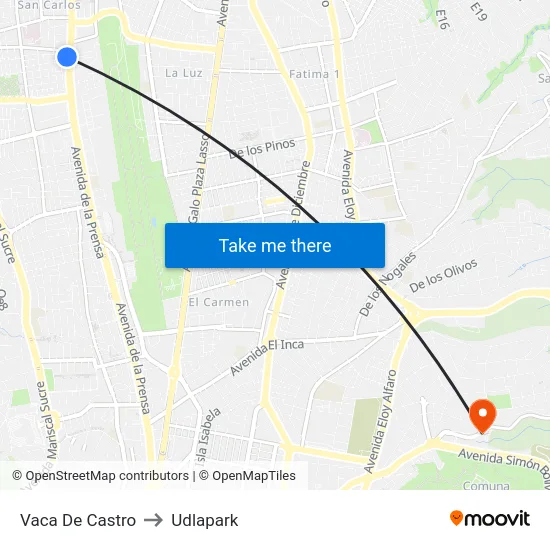 Vaca De Castro to Udlapark map
