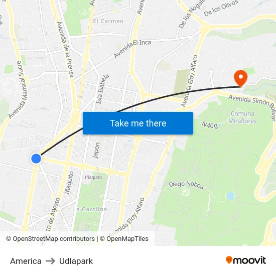 America to Udlapark map