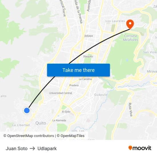 Juan Soto to Udlapark map
