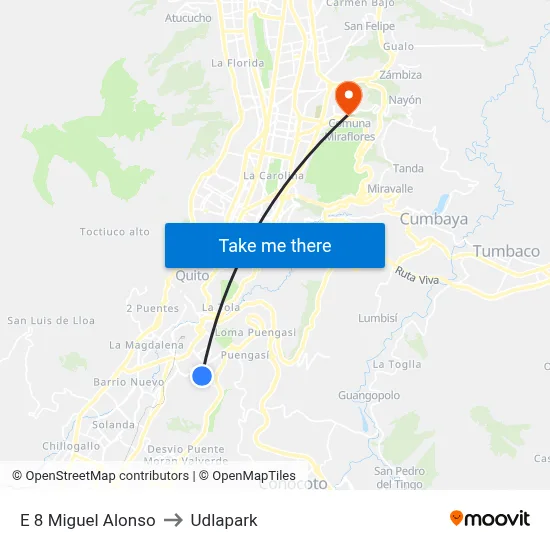 E 8 Miguel Alonso to Udlapark map