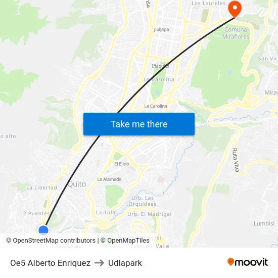 Oe5 Alberto Enriquez to Udlapark map