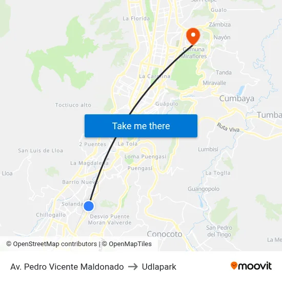 Av. Pedro Vicente Maldonado to Udlapark map
