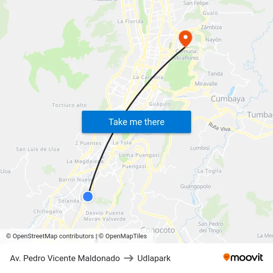 Av. Pedro Vicente Maldonado to Udlapark map