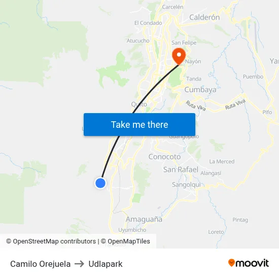 Camilo Orejuela to Udlapark map