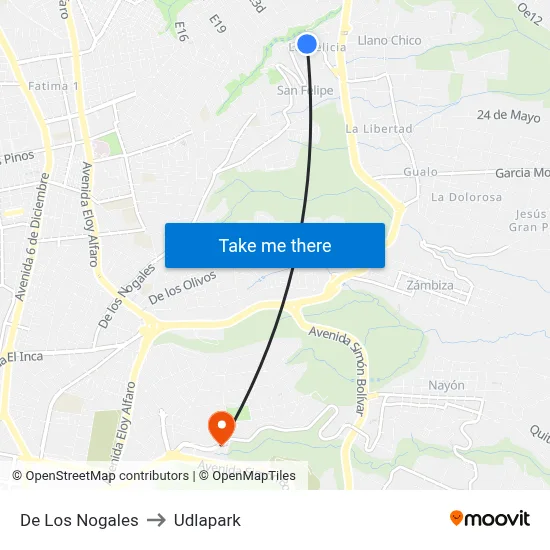 De Los Nogales to Udlapark map