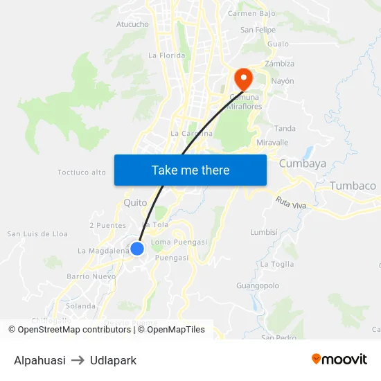 Alpahuasi to Udlapark map