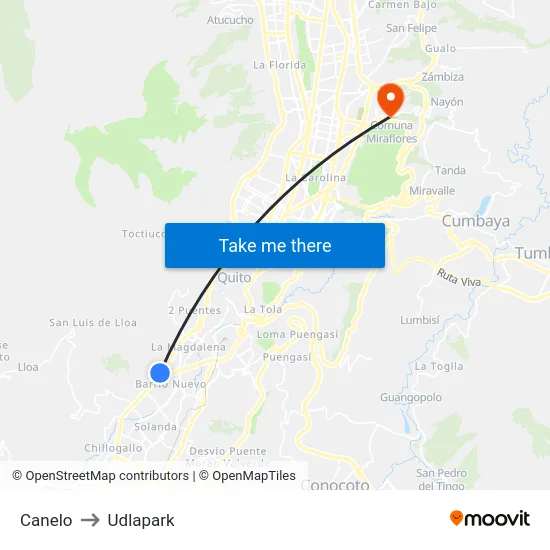 Canelo to Udlapark map