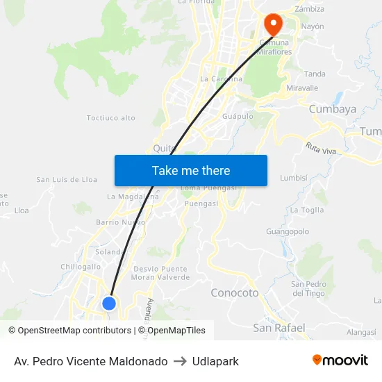 Av. Pedro Vicente Maldonado to Udlapark map