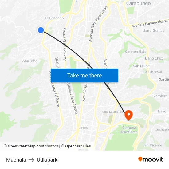 Machala to Udlapark map