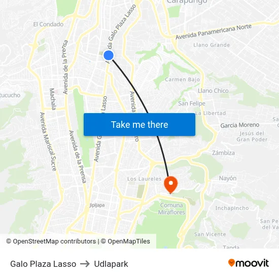 Galo Plaza Lasso to Udlapark map