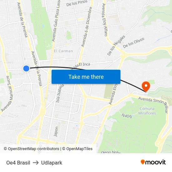 Oe4 Brasil to Udlapark map