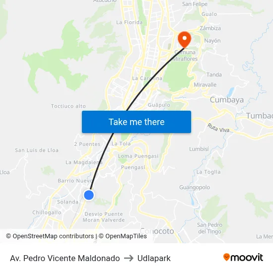 Av. Pedro Vicente Maldonado to Udlapark map