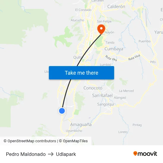 Pedro Maldonado to Udlapark map