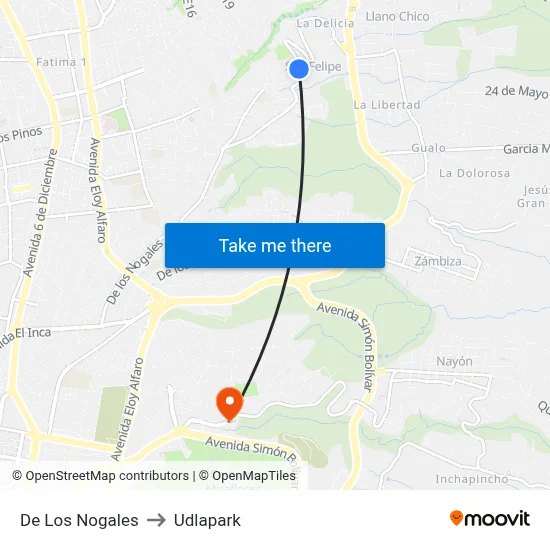De Los Nogales to Udlapark map