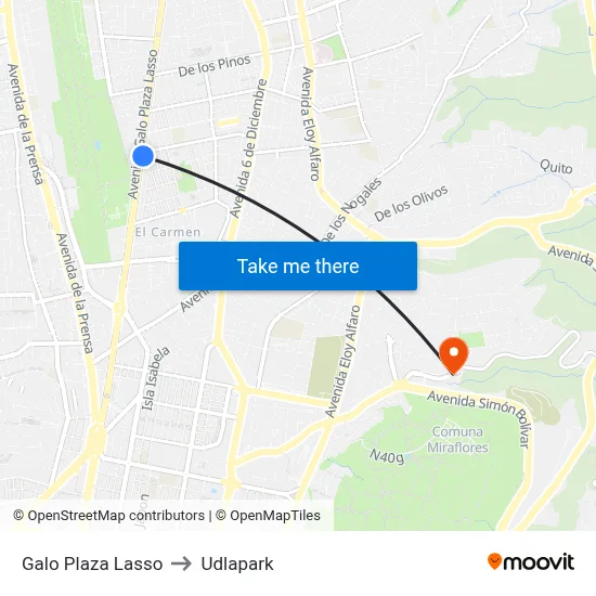 Galo Plaza Lasso to Udlapark map