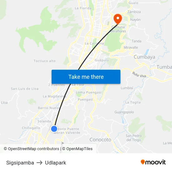 Sigsipamba to Udlapark map