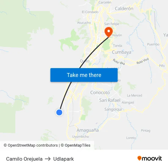 Camilo Orejuela to Udlapark map